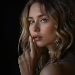 a very close up of a person wearing a dark background