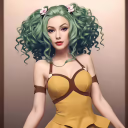 digital artwork of an image of a woman dressed as a woman in a yellow dress