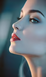 a woman with long hair and large earrings