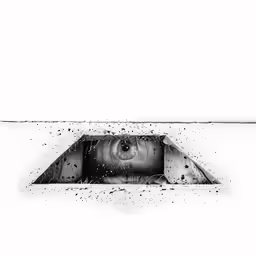 a black and white drawing with dirt floating over it