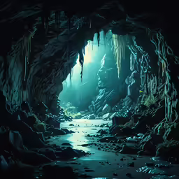 there is a stream coming out from the cave