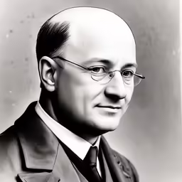 a vintage black and white photo of an older man wearing glasses