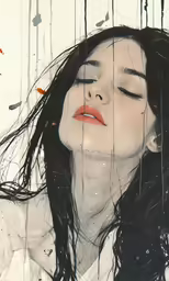 a woman with her eyes closed laying down