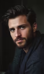 a man with a beard and dark shirt