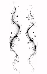 black ink swirls against a white background