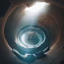 a metal circular object in the middle of an open tunnel