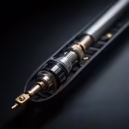 a black and gold pen with a brown trim