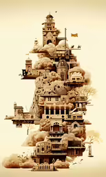 a series of houses are made up of different sizes of structures