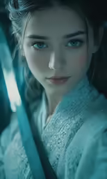 the beautiful woman is holding onto the sword