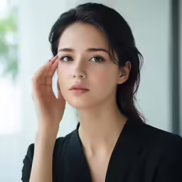 a young asian woman is looking at the camera