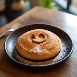 a plate of flat bread with a smiley face on top