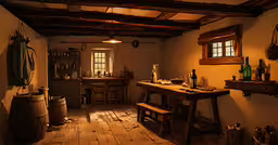 a large room has tables and wine glasses,a room that has a wooden table in it