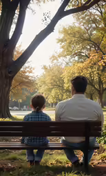 the man and girl are sitting on the bench