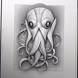 a drawing of an octopus head