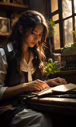 an image of a girl writing on her workbook