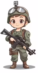 an army girl holding a rifle in her hand