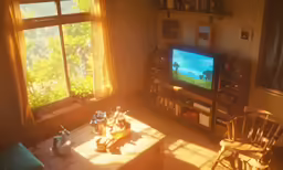 the view from above of the living room