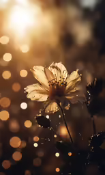 the sun is shining on the yellow flower
