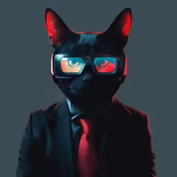 a cat in a business suit with eye glasses