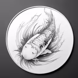 a glass plate with an image of a fish in the middle