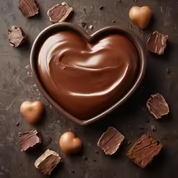a chocolate heart is spread out of the chocolate