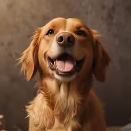 the dog is sitting with its front paws folded back