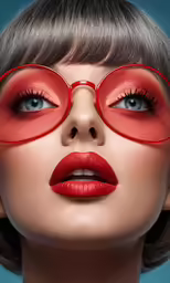 woman with eye glasses and lipstick painted like a cat