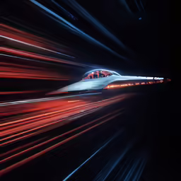 high speed train on track at night time
