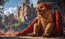 the angry dragon is posed on the ground