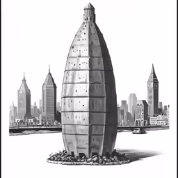 an interesting architectural artwork of a giant object