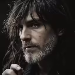 the image of a man with long hair is shown
