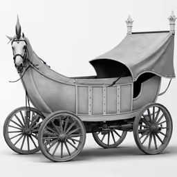 a horse drawn carriage with a white background