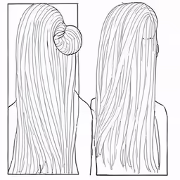 a drawing of the hair being drawn with an outline technique