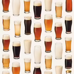 the glassware is full and there are multiple different kinds of beers