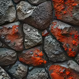 large rocks covered in red and gray colors