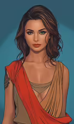 an illustration of a beautiful woman wearing a dress