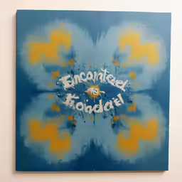 a piece of art is featured on the wall