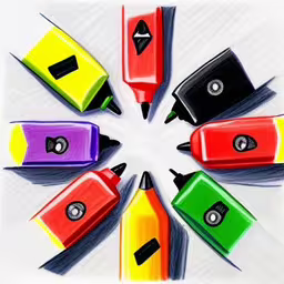four pencils laying in a circle with a lot of colors,a pencil drawing of several different colored crayons in a circle,colored pencils arranged in a circular on a table,a drawing of many colored crayons and a black pencil,a bunch of different colored pencils arranged in a circle
