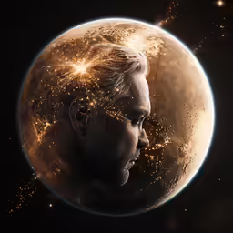 a man staring at stars around the earth