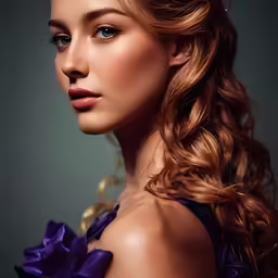a beautiful young woman with blue eyes is wearing a long braid