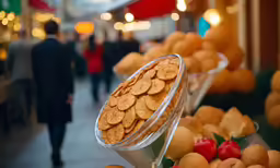some oranges and some food is on a table