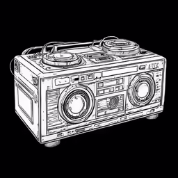 an old radio in outline with a boombox