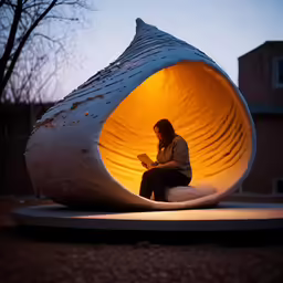 a girl sitting on a large object reading a book