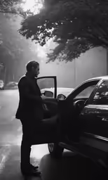 the man is opening the car door to get to his destination