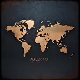 an artistic map showing the names of the countries