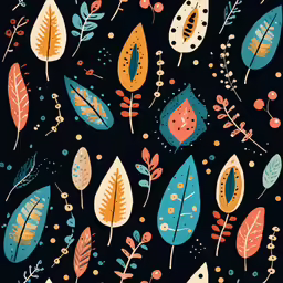 an illustration of colorful leaves on a dark blue background