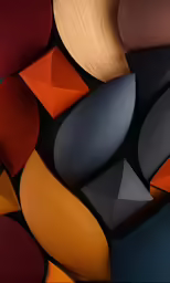 several color shapes on display together