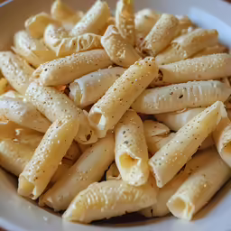 a white plate holding pasta with oil and pepper