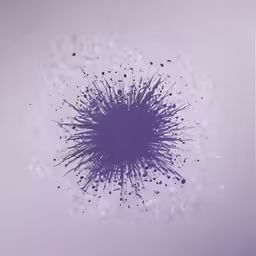a white square with blue ink splats