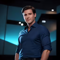 a professional man dressed in dark clothing poses for a photo